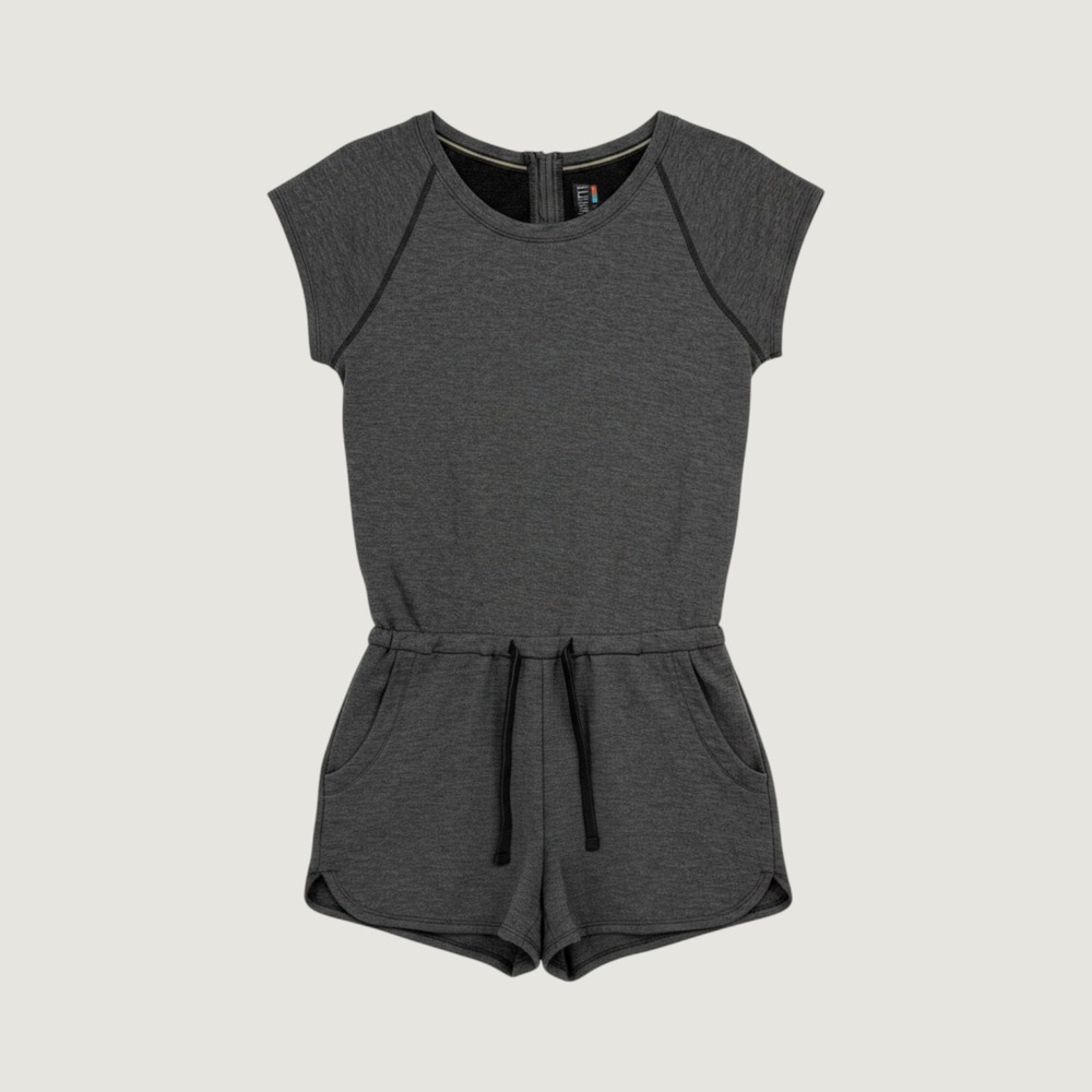Smartwool Active Reset Romper Size S Gray Short Sleeve Merino Wool Blend Pockets